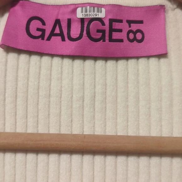 Cream Knit Plunge Mija Merino Wool Blend Rib Mini Dress Gauge81 Medium - Picture 8 of 11